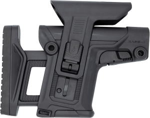 FAB Defense FXRAPSCB RAPS Rapid Adjustment Precision Stock-Collapsible Fits Mil-Spec/Commercial Buffer Tubes Integrated Cheek-Rest & Adjustable LOP Ambidextrous 1Latch System Black Polymer