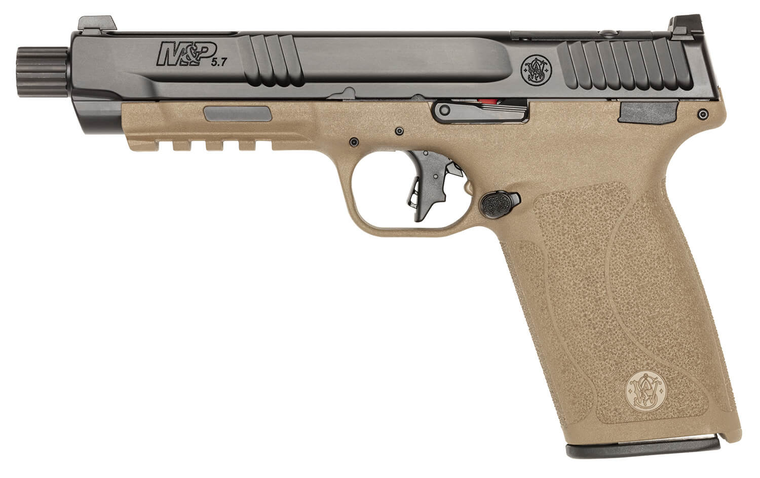 Smith & Wesson 14078 M&P 5.7 Full Size Frame 5.7x28mm 22+1 5" Black Armornite Steel Threaded Barrel Black Armornite Optic Ready/Serrated Stainless Steel Slide Flat Dark Earth Cerakote Polymer Frame w/Picatinny Rail FDE Textured Grip Ambidextrous - Image 2