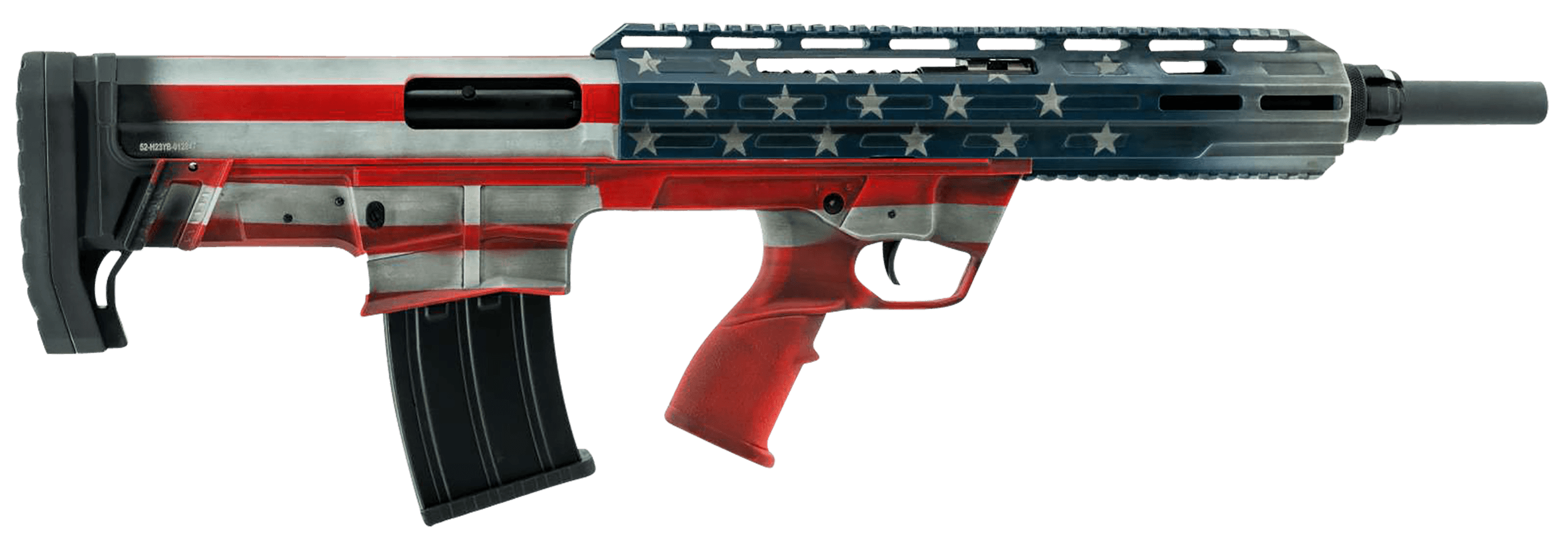 Tokarev USA 21000164 TBP Bullpup 12 Gauge Semi-Auto 3" 5+1 18.50" Black Steel Barrel American Flag Picatinny Rail Receiver American Flag Adjustable Synthetic Stock