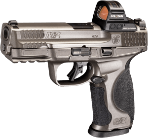 Smith & Wesson 13971 M&P M2.0 Metal Optic Bundle Full Size Frame 9mm Luger 17+1 4.25" Black Armornite Stainless Steel Barrel Tungsten Gray Cerakote Optic Cut/Serrated Stainless Steel Slide & Aluminum Frame w/Picatinny Rail Holosun HS407C X2 Red Dot