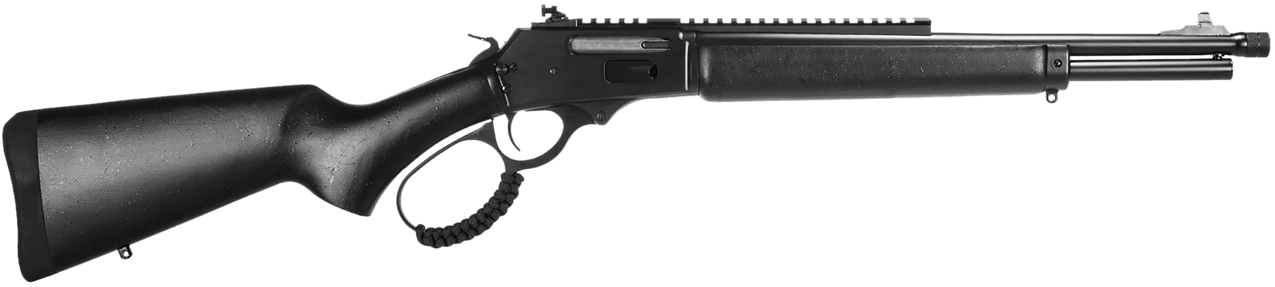 Rossi 953030161TB R95 Triple Black 30-30 Win 5+1 16.50" Black Cerakote Threaded Barrel Black Cerakote Picatinny Rail Steel Receiver Black Splatter Fixed Wood Stock