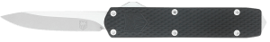 CobraTec Knives MNBLKMGEN2DNS Mini Mamba Gen II 2.25" OTF Plain Stonewashed D2 Steel Blade  3.38" Black Textured Anodized Aluminum Handle