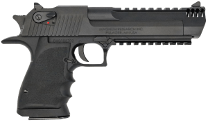 Magnum Research DE44L6IMB Desert Eagle Mark XIX L6 44 Mag 8+1  6" Black Steel w/Integral Muzzle Brake & Picatinny Rail Barrel  Black Serrated Carbon Steel Slide  Black Anodized Aluminum Frame w/Beavertail & Picatinny Rail  Black Hogue Finger Grooved Grip