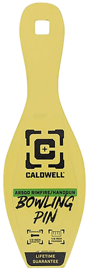 Caldwell 4002312 Rimfire/Handgun Yellow AR500 Steel Bowling Pin 1/4" Thick