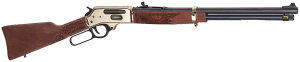 Henry Side Gate 360 Buckhammer 5+1 20" Blued Barrel Polished Brass Rec American Walnut Furniture Adj. Sights