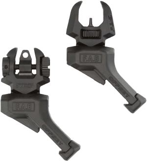 FAB Defense FXFRBSOSB Front and rear Set of Offset Flip-Up Sights  Black