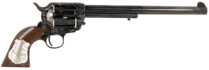Cimarron PP558 Buntline  45 LC (Long Colt) 6rd 10" Blued Frame  Barrel & Cylinder  Walnut w/Inlaid Silver Medallion Grip