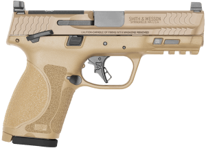 Smith & Wesson 14100 M&P M2.0 *MA Compliant Compact 9mm Luger 10+1 4" Black Armornite Stainless Steel Barrel  Flat Dark Earth Cerakote Optic Cut/Serrated Stainless Steel Slide & Polymer Frame w/Picatinny Rail