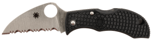 Spyderco MBKWSBK Manbug  1.91" Folding Wharncliffe Serrated Non-Reflective Black TiCN VG-10 SS Blade  Black Textured FRN Handle