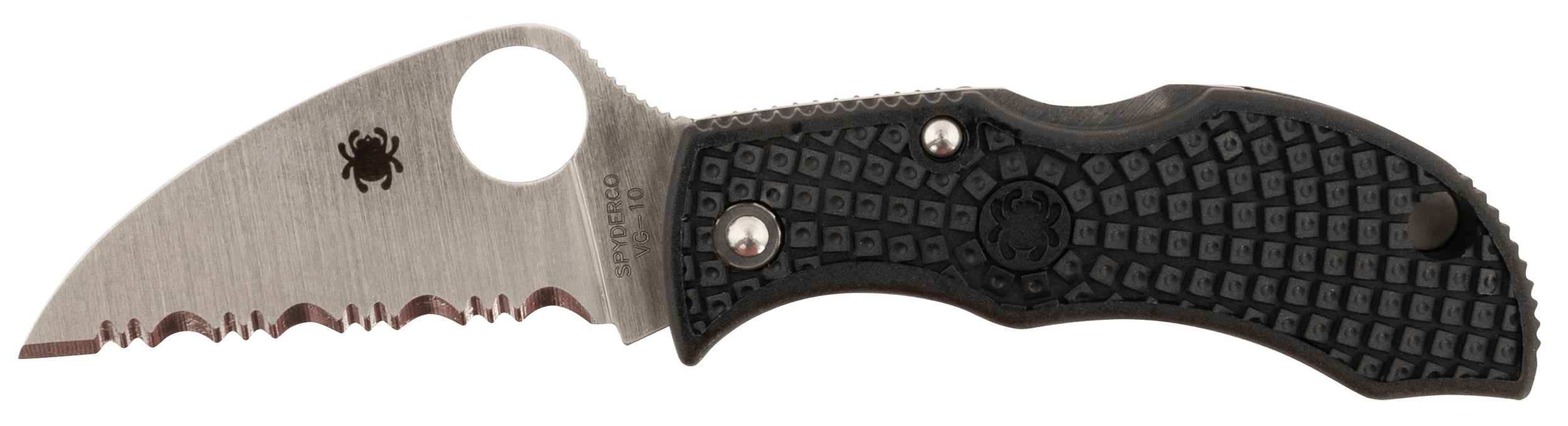 Spyderco MBKWSBK Manbug 1.91" Folding Wharncliffe Serrated Non-Reflective Black TiCN VG-10 SS Blade Black Textured FRN Handle