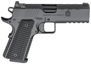 Springfield Armory PX9227L 1911 Emissary 9mm Luger 8+1 4.25" Black Nitride Match Grade Bull Barrel Black Cerakote Serrated/Tri-Top Cut Carbon Steel Slide & Steel Frame w/Beavertail & Picatinny Rail Black VZ Thin-Line G10 Grip