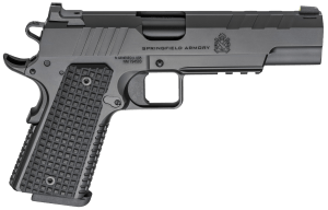 Springfield Armory PX9229L 1911 Emissary 9mm Luger 8+1 5" Black Nitride Match Grade Bull Barrel Black Cerakote Serrated/Tri-Top Cut Carbon Steel Slide & Steel Frame w/Beavertail & Picatinny Rail Black VZ Thin-Line G10 Grip