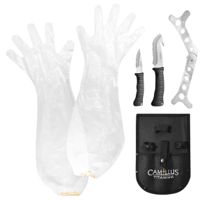 Camillus 19439 Hunting Kit  Fixed Caper/GutHook Plain Titanium Nitride Coated 5 Pieces