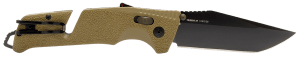 S.O.G SOG11121241 Trident AT 3.70" Folding Tanto Plain Black TiNi Cryo D2 Steel Blade Flat Dark Earth Textured GRN Handle Peg Box Pkg