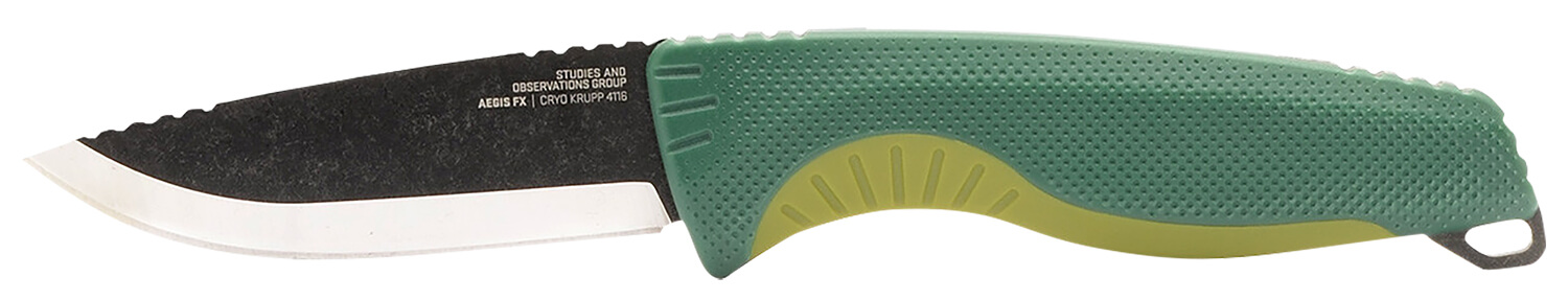 S.O.G SOG17410257 Aegis AT 3.13" Folding Drop Point Part Serrated Black TiNi Cryo D2 Steel Blade OD Green Textured GRN Handle - Image 2