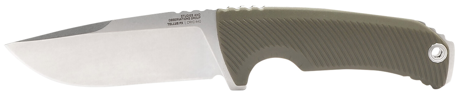 S.O.G SOG17060143 Tellus FX 4.20" Fixed Clip Point Plain Stonewashed Cryo 440C SS Blade Olive Drab Textured GRN Handle Blister Pkg - Image 2