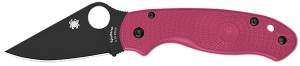 Spyderco C223PNBK Para 3 Lightweight Breast Cancer EDC 2.93" Folding Plain Black DLC BD1N SS Blade  Pink Textured FRN Handle