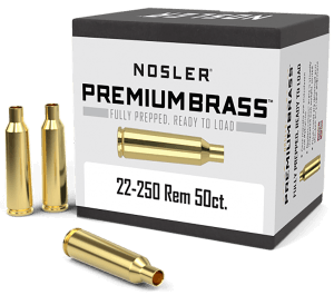 Nosler 10065 Premium Brass Unprimed Cases 22-250 Rem Rifle Brass/ 50rd Box