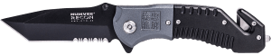 Humvee Adventure Gear HMVKTR08 Humvee Recon Folding Plain/Serrated Black Stainless Steel Blade Black/GrayHandle
