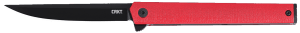CRKT 7097RK CEO Flipper EDC 3.35" Folding Plain Black EDP AUS-8A SS Blade Red GRN Handle