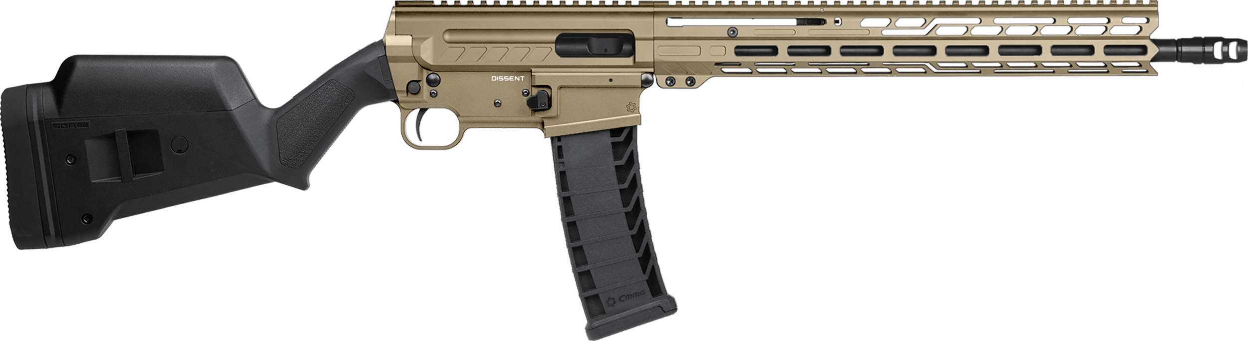 CMMG 94AC80FCT Dissent BR4 *CA Compliant 9mm Luger 10+1 16.10" Coyote Tan Cerakote Aluminum Receiver Magpul SGA Stock Zeroed Drop-In Single Stage Trigger