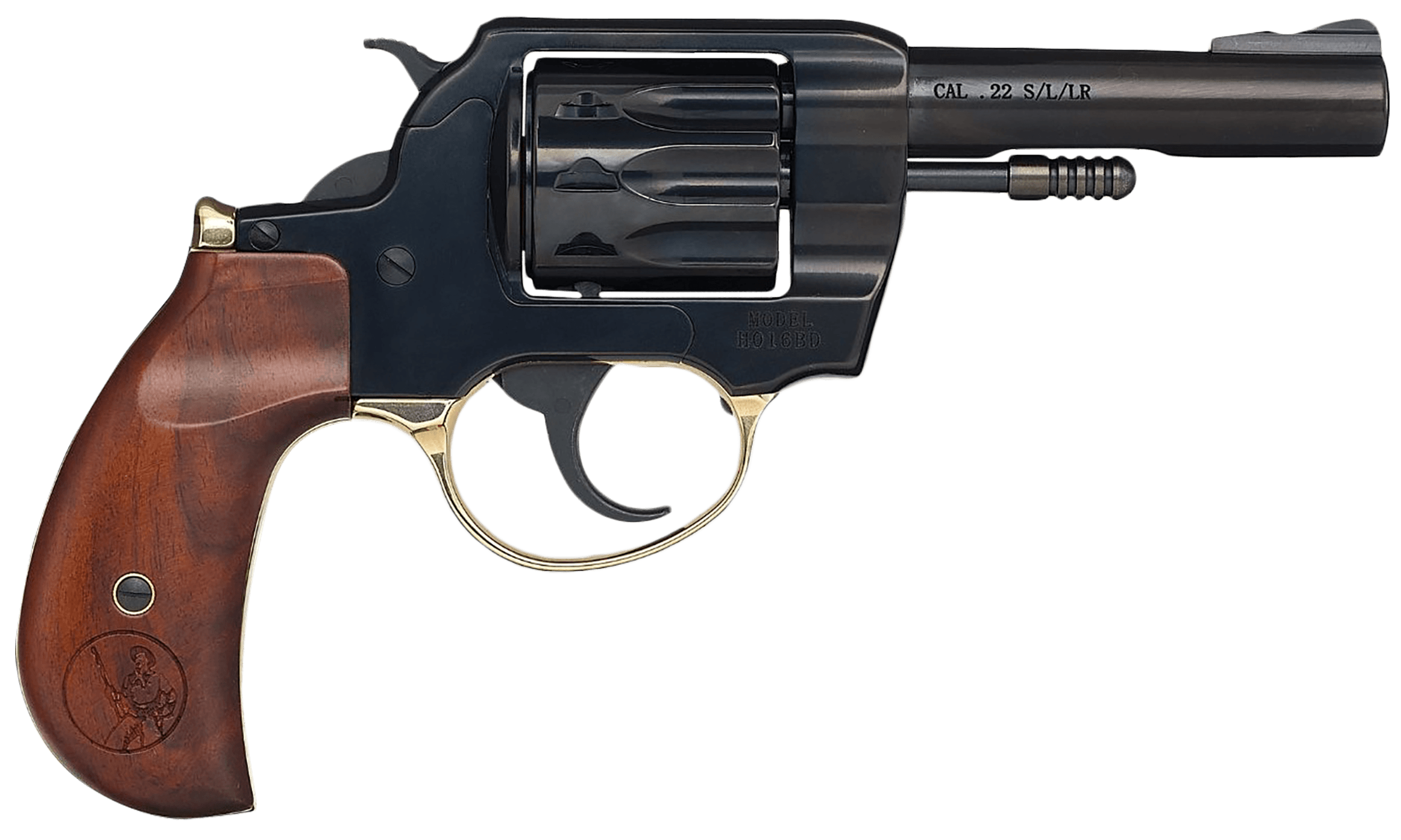 Henry H016BD Golden Boy 22 LR 10 Shot 4" Blued Steel Barrel Cylinder Blued Polished Steel Frame Walnut Birdshead Grip Transfer Bar Safety Exposed Hammer