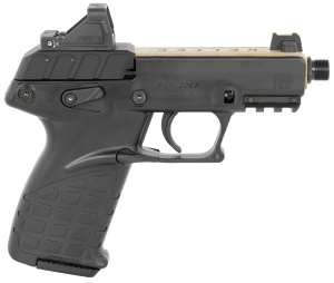 Kel-Tec P17TANBLKOPTIC P17 w/Optic Bundle Sports South Exclusive Compact Frame 22 LR 16+1 3.80" Black Steel Barrel Tan Cerakote Optic Ready/Serrated Slide Black Polymer Frame w/Picatinny Rail Textured Grip Viridian RFX-11 Green Dot