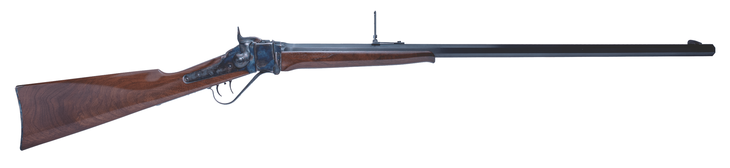 Cimarron AS150 1874 Sharps Sporting 45-70 Gov 1rd 32" Blued Barrel Color Case Hardened Receiver Walnut Fixed Straight Stock