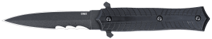 CRKT 2263 Xolotl 4.53" Fixed Spear Point Part Serrated Black Powder Coated SK-5 Steel Blade Black G10 Handle