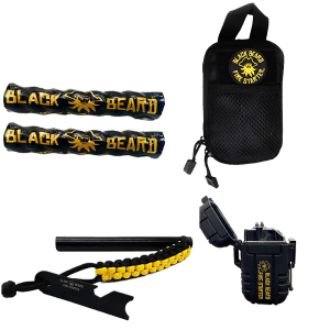 Black Beard Fire Starters SKB Ultimate Fire Kit Black Includes Ferro Rod/Plasma Arc Lighter/Organizer Case/Fire Starters/Decal
