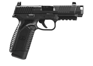 FN 66102137 510 MRD Compensated 45 ACP 10+1 4.43" Black Threaded Barrel  Black PVD Optic Ready/Serrated Stainless Steel Slide  Black Polymer Frame w/Picatinny Rail  Interchangeable Backstrap Grip  Ambidextrous