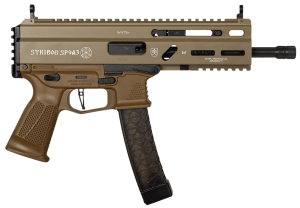 Grand Power 197892004770 SP9A3 Stribog 9mm Luger 30+1 8" Black Threaded Barrel  M-LOK Handguard  Flat Dark Earth Cerakote Aluminum/Polymer Receiver w/Picatinny Rail  Rear Picatinny Rail  QD Sling Sockets  FDE Polymer Grip  Ambidextrous