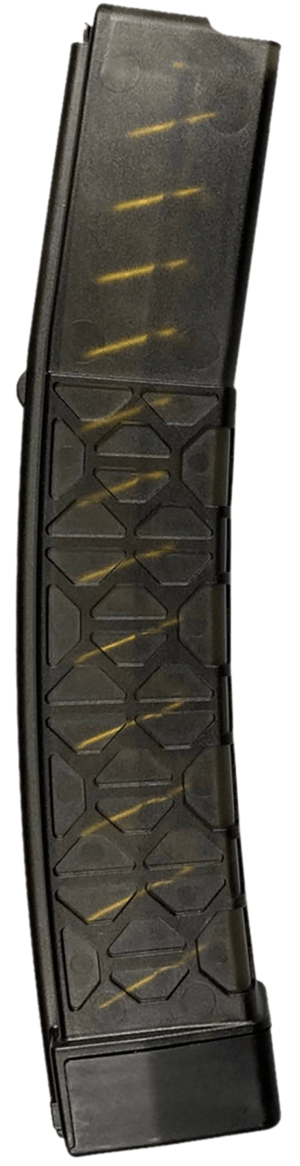 Global Ordnance LLC 8588005940191 Stribog  30rd Curved 9mm Translucent Smoke Polymer