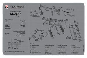 TekMat TEKR17GLOCKG4GY Glock Gen 4 Cleaning Mat Gray Rubber 11"x17" Glock Gen 4 Parts Diagram