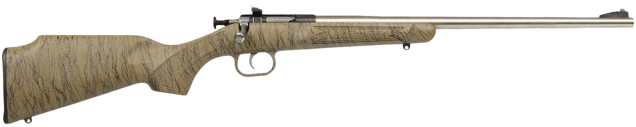 Crickett KSA2443 Gen2 Youth 22 LR 1rd 16.13" Stainless Single Shot Barrel Stainless Steel Receiver Tan w/Black Webbing Fixed Synthetic Stock