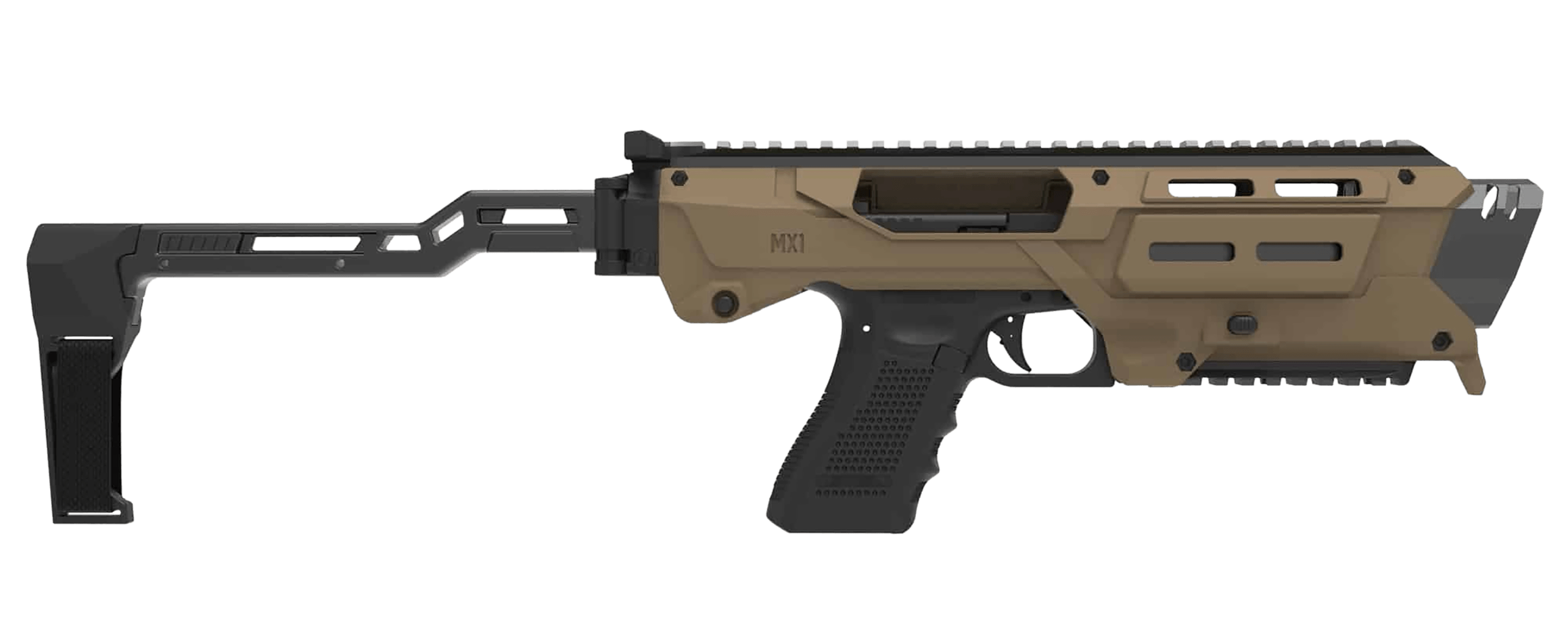 Meta Tactical Llc MX1-PS-TN MX-1 Conversion Kit Compatible w/Glock Tan Aluminum Frame w/M-LOK & Picatinny Rail Black Polymer Folding Stabilizer