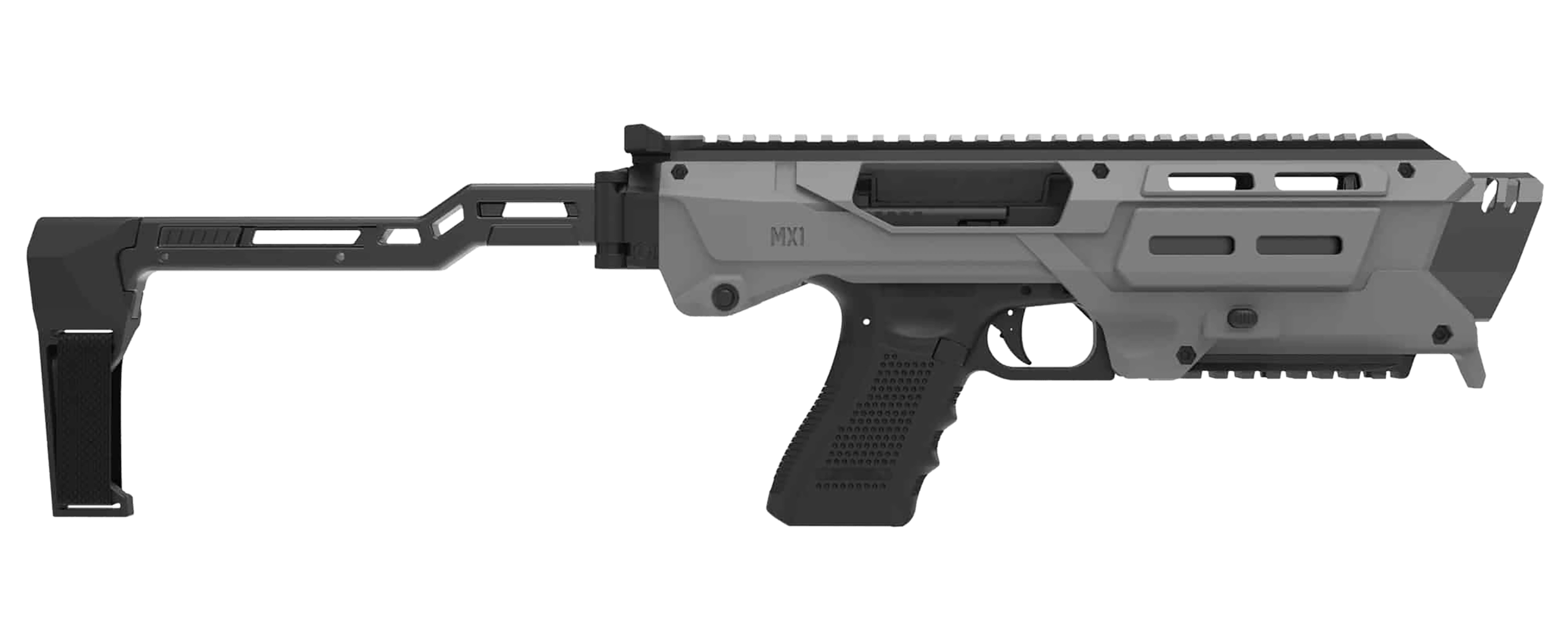 Meta Tactical Llc MX1-PS-GY MX-1 Conversion Kit Compatible w/Glock Gray Aluminum Frame w/M-LOK & Picatinny Rail Black Polymer Folding Stabilizer