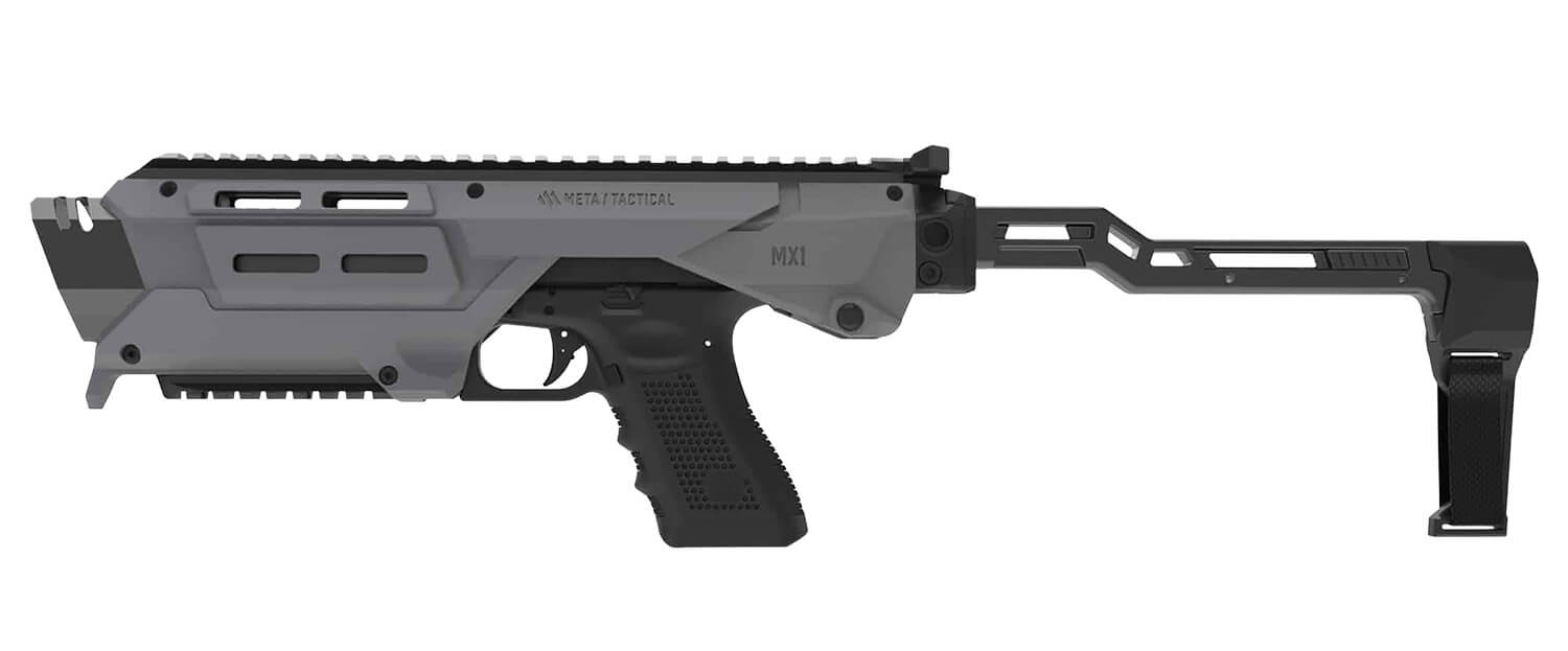 Meta Tactical Llc MX1-PS-GY MX-1 Conversion Kit Compatible w/Glock Gray Aluminum Frame w/M-LOK & Picatinny Rail Black Polymer Folding Stabilizer - Image 2