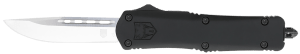 CobraTec Knives MBFS3DNS FS-3  Medium 3" OTF Drop Point Plain D2 Steel Blade  4.50" Black Aluminum Alloy Handle