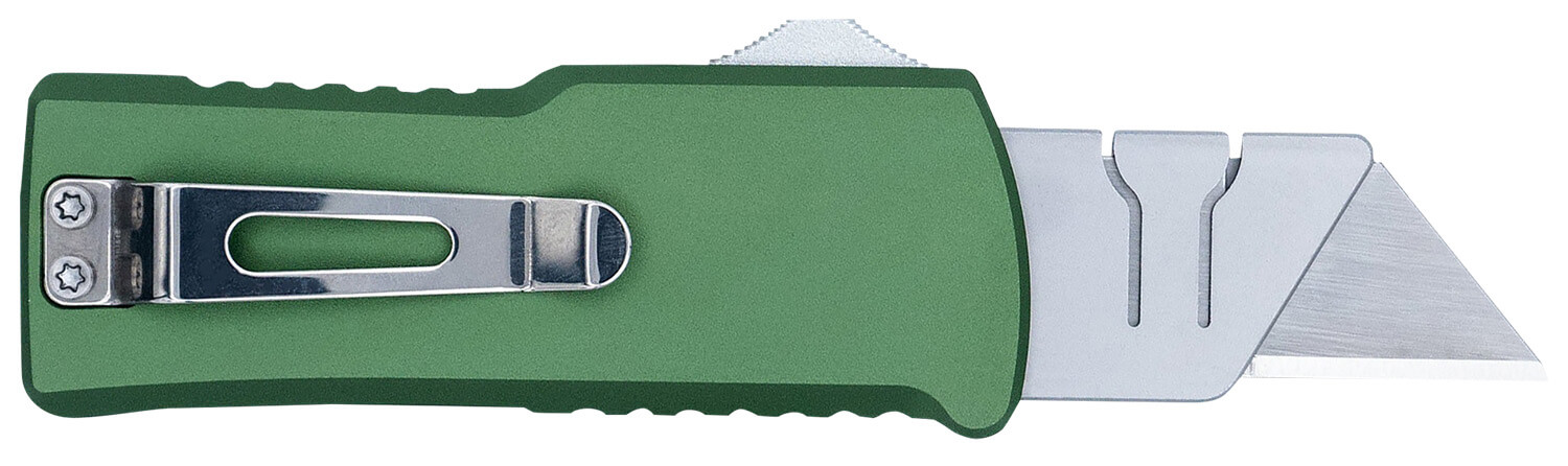 CobraTec Knives CTOTFUTODG Utility OTF Plain Aluminum Blade 3.38" OD Green Aluminum Handle - Image 2