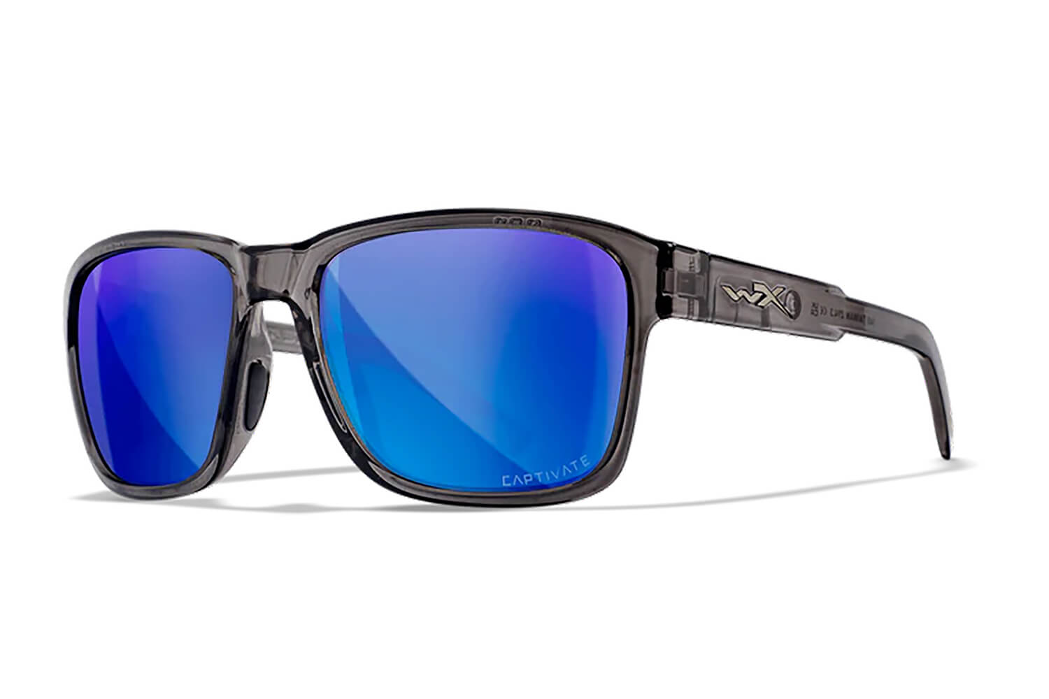 Wiley X AC6TRK09 Trek M/L Blue Mirror Lens Polycarbonate Gloss Crystal Dark Gray Frame - Image 2