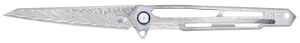 CobraTec Knives CTGSTDAMWNS Ghost 3.88" Folding Wharncliffe Plain Damascus Blade 4.94" Cut Out Titanium Handle