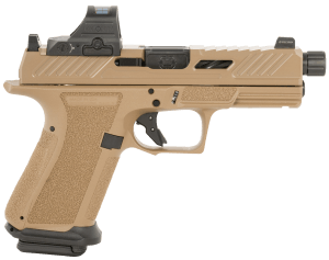 Shadow Systems SS-1810 MR920 Elite Compact Frame 9mm Luger 15+1 4.50" Black Nitride Match Grade/Spiral Threaded Barrel  Coyote Tan Cerakote Stainless Steel Optic Cut/Serrated/Window Cut Slide & Polymer Frame w/Beavertail & Picatinny Rail