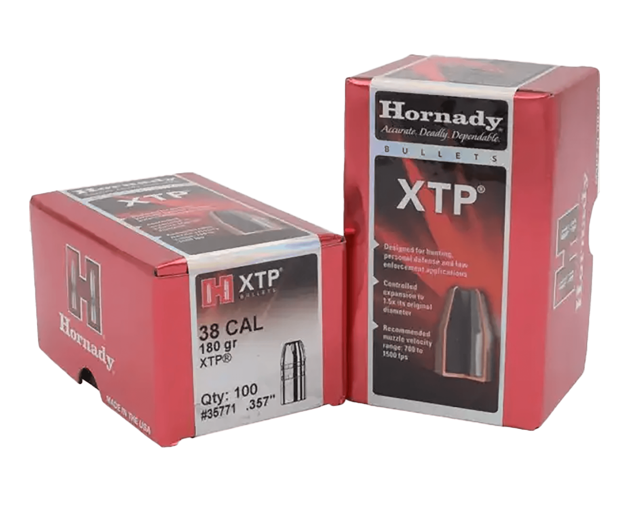 Hornady 35771 XTP 38Cal .357 180gr 100 Per Box/15 Case