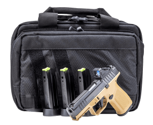 Rost Martin RM1CFDEOSPSPL RM1C Bundle Compact 9mm Luger 17+1 4" Black Match Grade Barrel  Black Nitron Steel Serrated w/Optic Slide  Flat Dark Earth Polymer Frame w/Picatinny Rail  Textured Grip  Viridian RFX-11 Green Dot  Ambidextrous