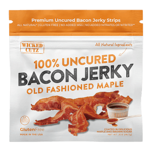 Wicked Cutz WCPJ02MA Old Fashioned Maple Bacon Jerky 2 Servings 10 Pack