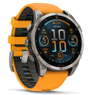 Garmin 0100290410 Fenix 8  47mm Fiber Reinforced Polymer w/Titanium 1.40" AMOLED Display  Spark Orange/Graphite Silicone Band