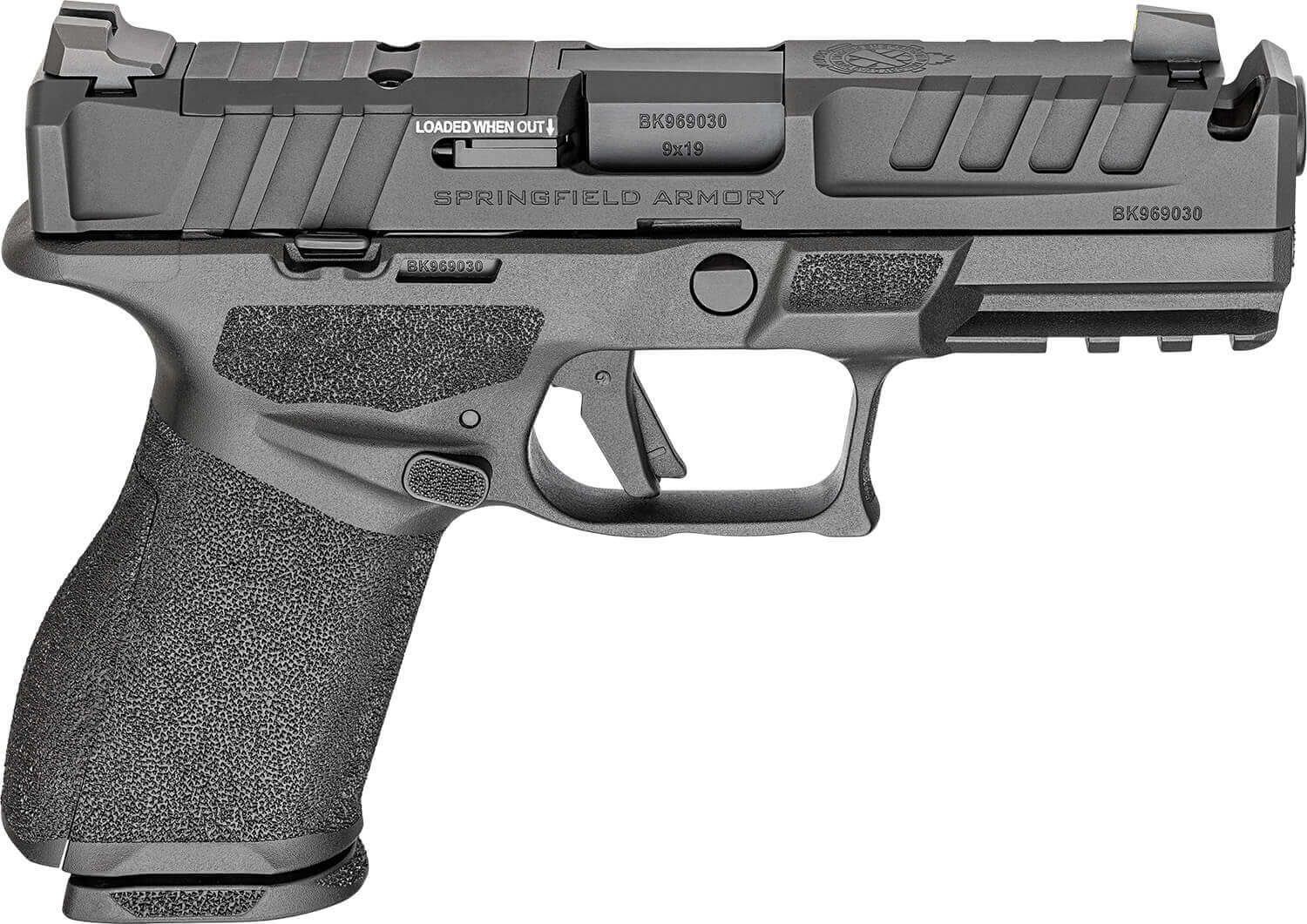 Springfield Armory EC9409BCAUCOMP Echelon Comp *CA Compliant Compact 9mm Luger 10+1 4" Black Melonite Ported Barrel Black Melonite Steel Integrated Compensator/Optic Ready/Serrated Slide Black Polymer Frame w/Picatinny Rail Textured Grip - Image 3