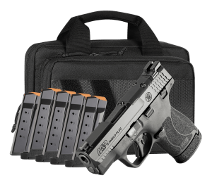 Smith & Wesson 14724 M&P Shield Plus Bundle Micro-Compact 9mm Luger 13+1  3.10" Black Armornite Steel Barrel & Optic Cut/Serrated Stainless Steel Slide  Matte Black Polymer Frame  Thumb Safety  6 Mags & Bag