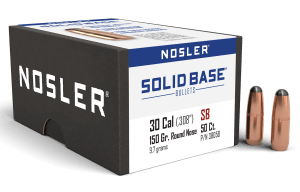Nosler 38058 Solid Base 30Cal 150gr Round Nose 50CT